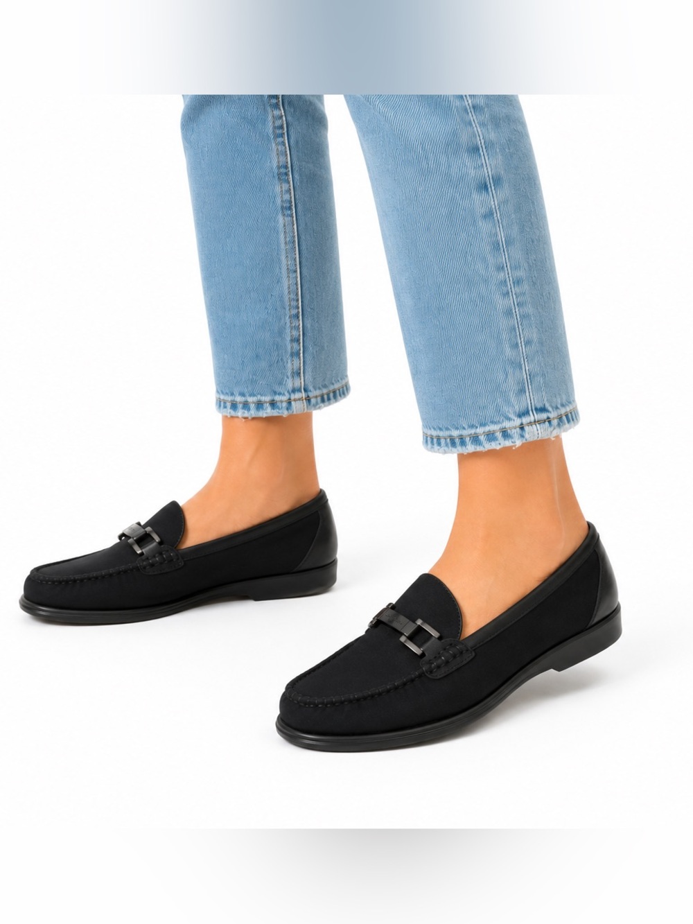 Salvatore Ferragamo Sport Gancini Canvas & Leather Loafers Black Size 7.5